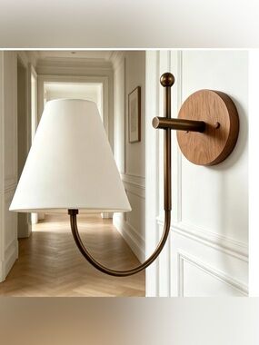 Linen Fabric Wall Sconce, Bronze Wall Mount Ligh